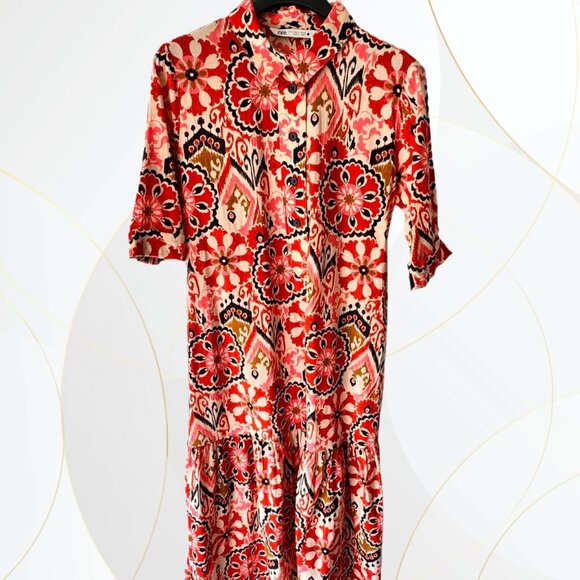 Zara Alessi 3/4 Sleeve Belted Printed Midi Dress - Picture 6 of 8